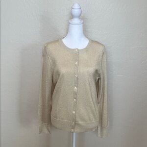 Anne Taylor Factory shimmery gold cardigan sweater. Size L